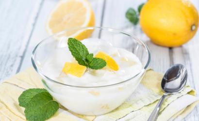 Zitrone und erfrischender Joguhrt